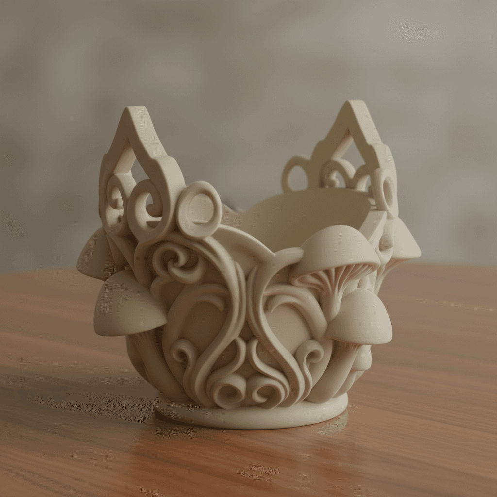 Mushroom Storage Organizer Basket Premium Printable STL 3d model