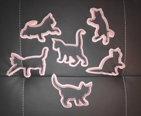 Thinner cat cookie cutters - 6 pack 3d model