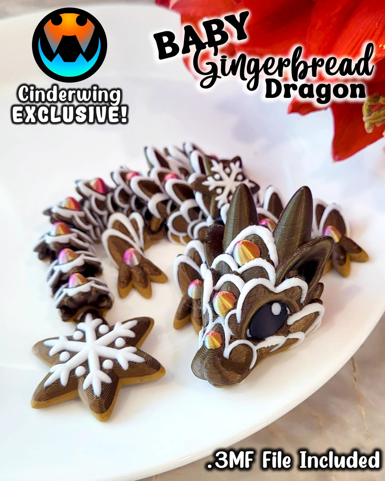 Baby Gingerbread Cookie Dragon 3d model