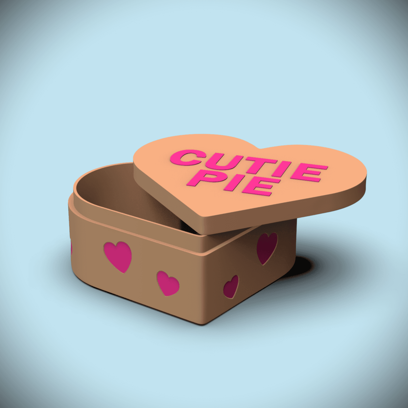 Cutie Pie -Candy Heart Gift Box (+Bambu 3mf) 3d model
