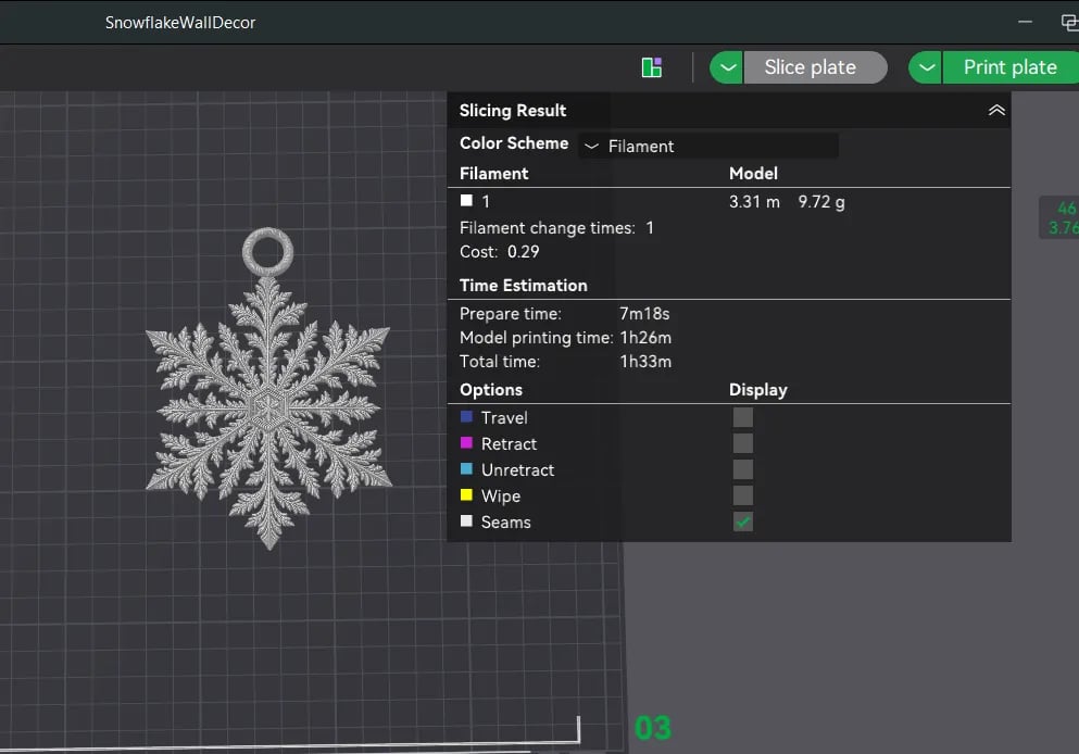 Snowflake Wall Decor and Ornament Set 3d model
