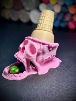 Melting skull ice cream cone dice tower 3d model