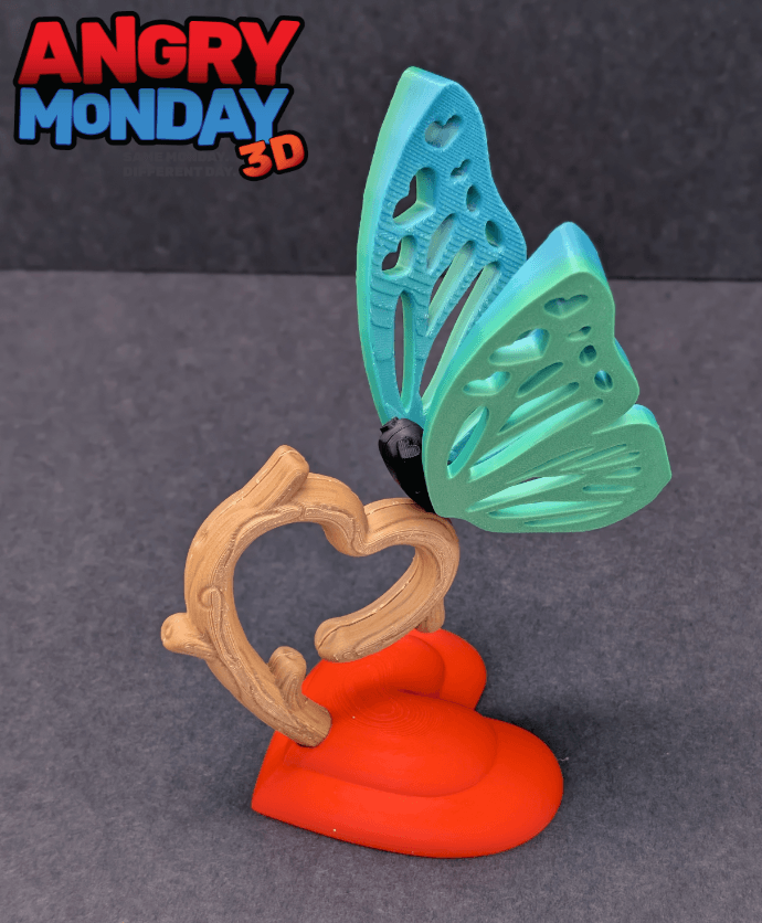 The Love Flutter: Heart-Branch Butterfly 3d model