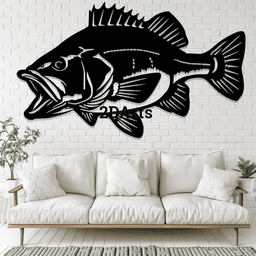 2D Bass Fish Silhouette STL File for 3D Printing and Laser Cutting 3d model