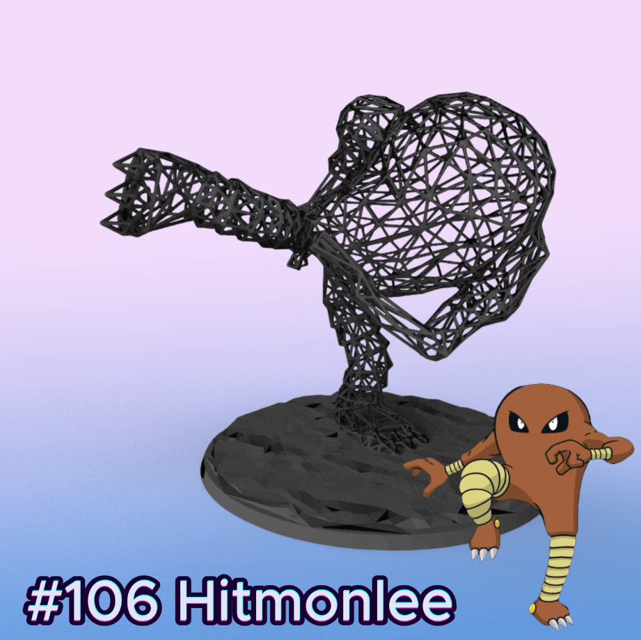 #106 Hitmonlee Pokemon Decor Wiremon 3d model