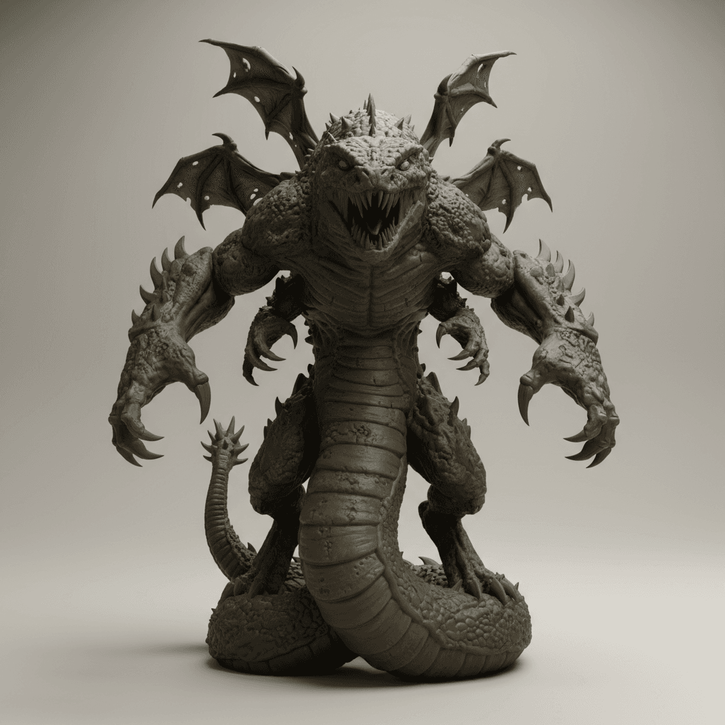 Plague Snake Fantasy Creature Detailed STL Model 3d model
