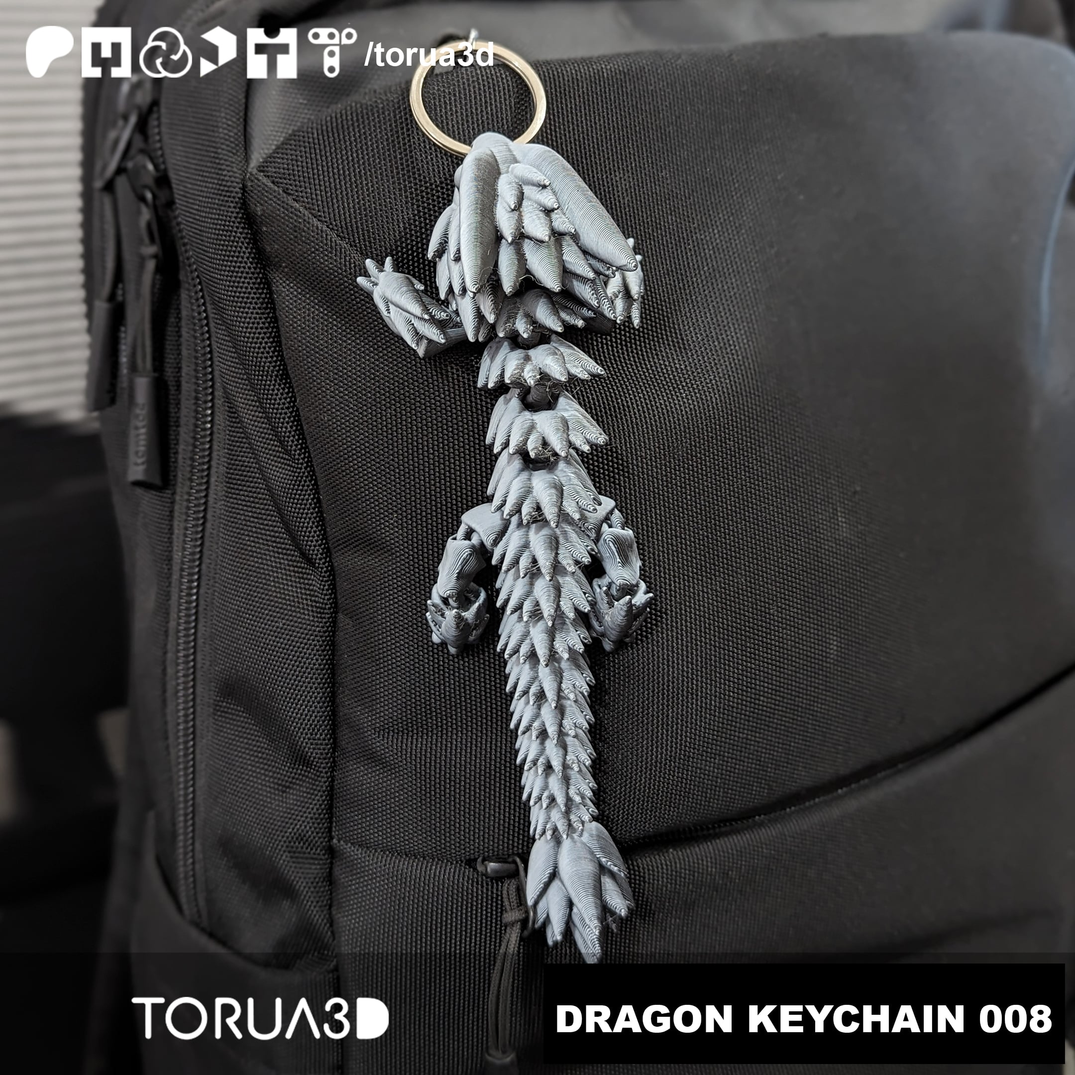 Articulated Dragon keychain 008 3d model