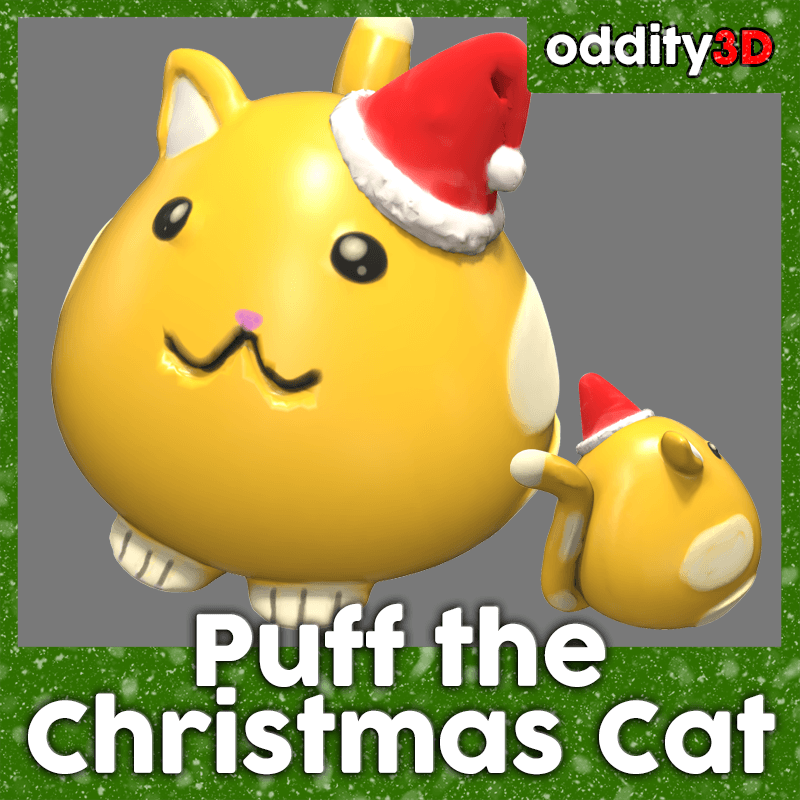 Puff the Christmas Cat Decoration - No support 3d model