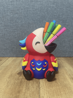 Parrot 3D Model Pen Holder – Multi-Part 3D Print Desk Organizer 3d model