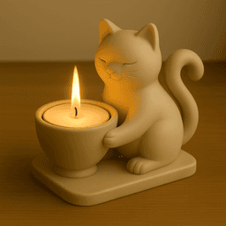 Cute Cat Candle Holder STL | Kitty Tea Light Holder 3d model