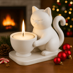 Cute Cat Candle Holder STL | Kitty Tea Light Holder 3d model