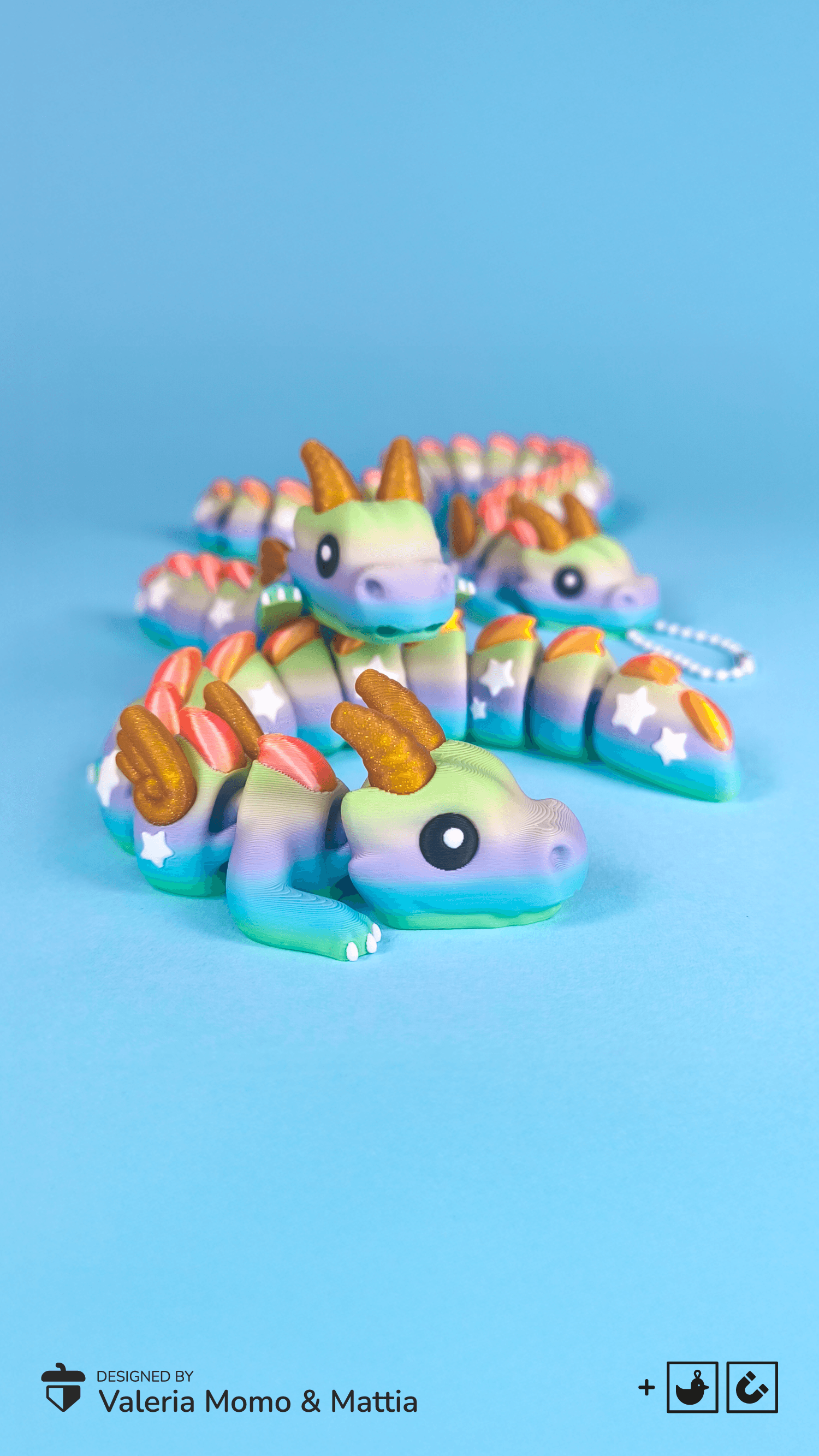 Flexi Star Dragon (Toy, Keychain & Magnet) 3d model