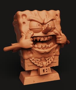Gangsta SpongeBob Bust | Iced Out Statue | Funny Streetwear Decor | Hip Hop SpongeBob 3d model