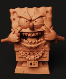 Gangsta SpongeBob Bust | Iced Out Statue | Funny Streetwear Decor | Hip Hop SpongeBob 3d model