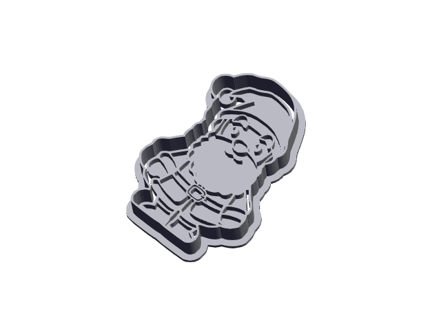 Santa - Cookie Cutter with Stamp 3d model