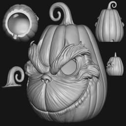 The Grinch Pumpkin Set 3d model