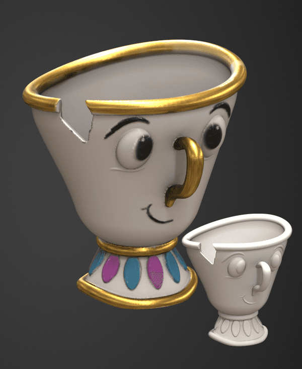 Chip from beauty and the beast - easy print, no support 3d model
