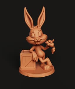 Classic Cartoon Rabbit Figurine | Nostalgic Bunny on Crate | Fan Art 3d model