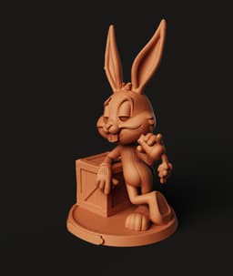 Classic Cartoon Rabbit Figurine | Nostalgic Bunny on Crate | Fan Art 3d model
