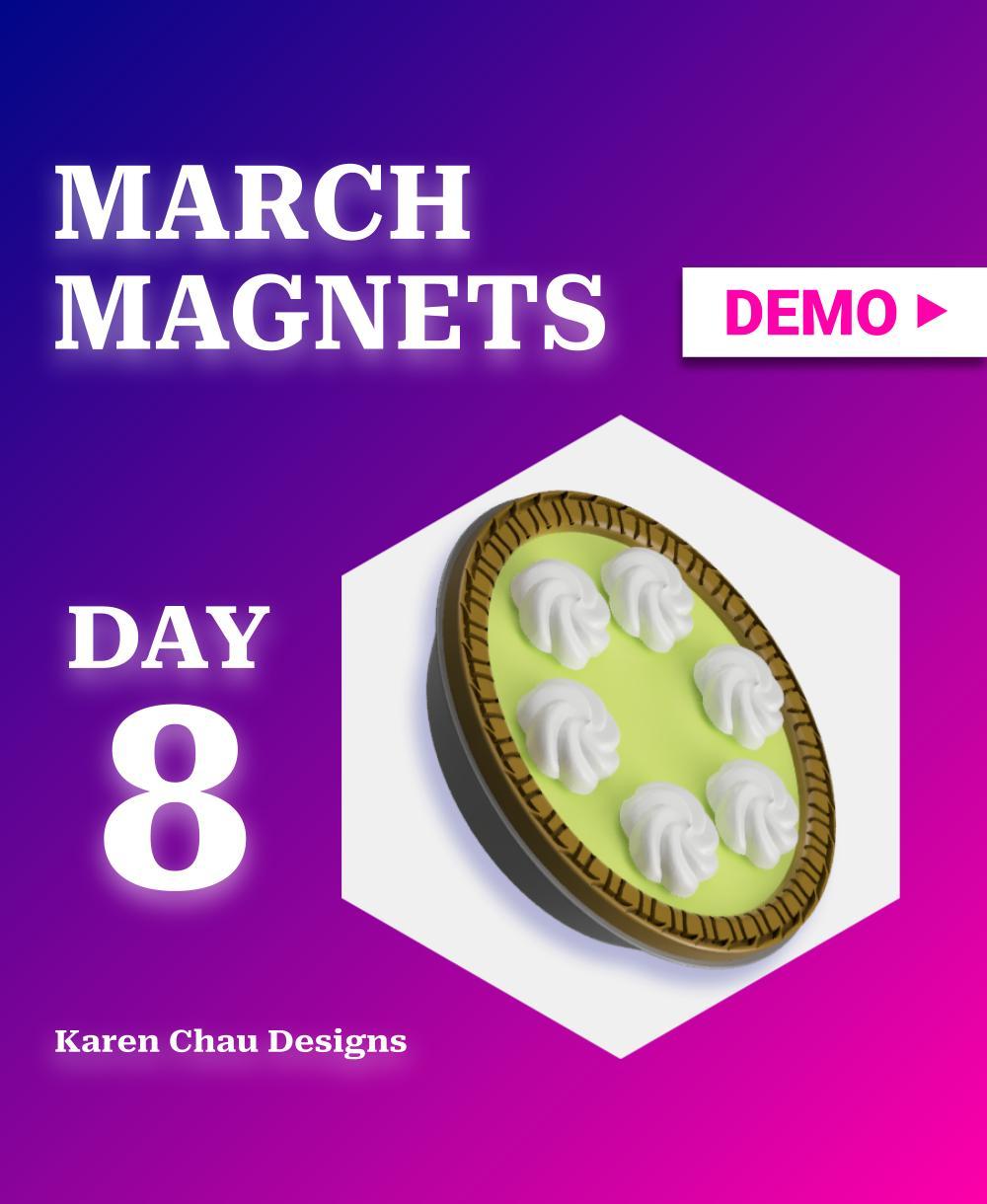 March Magnets - Day 8 #marchmagnets | Pie with pi symbol crust and whipped cream topping 3d model