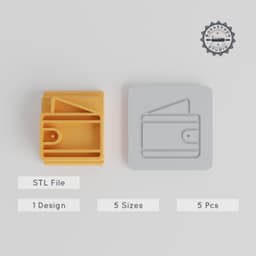 Wallet Stamp Tile Set, 5 Sizes, 20-40mm, Perfect for Clay, Cookies & Fondant PRODUCT_4781 3d model
