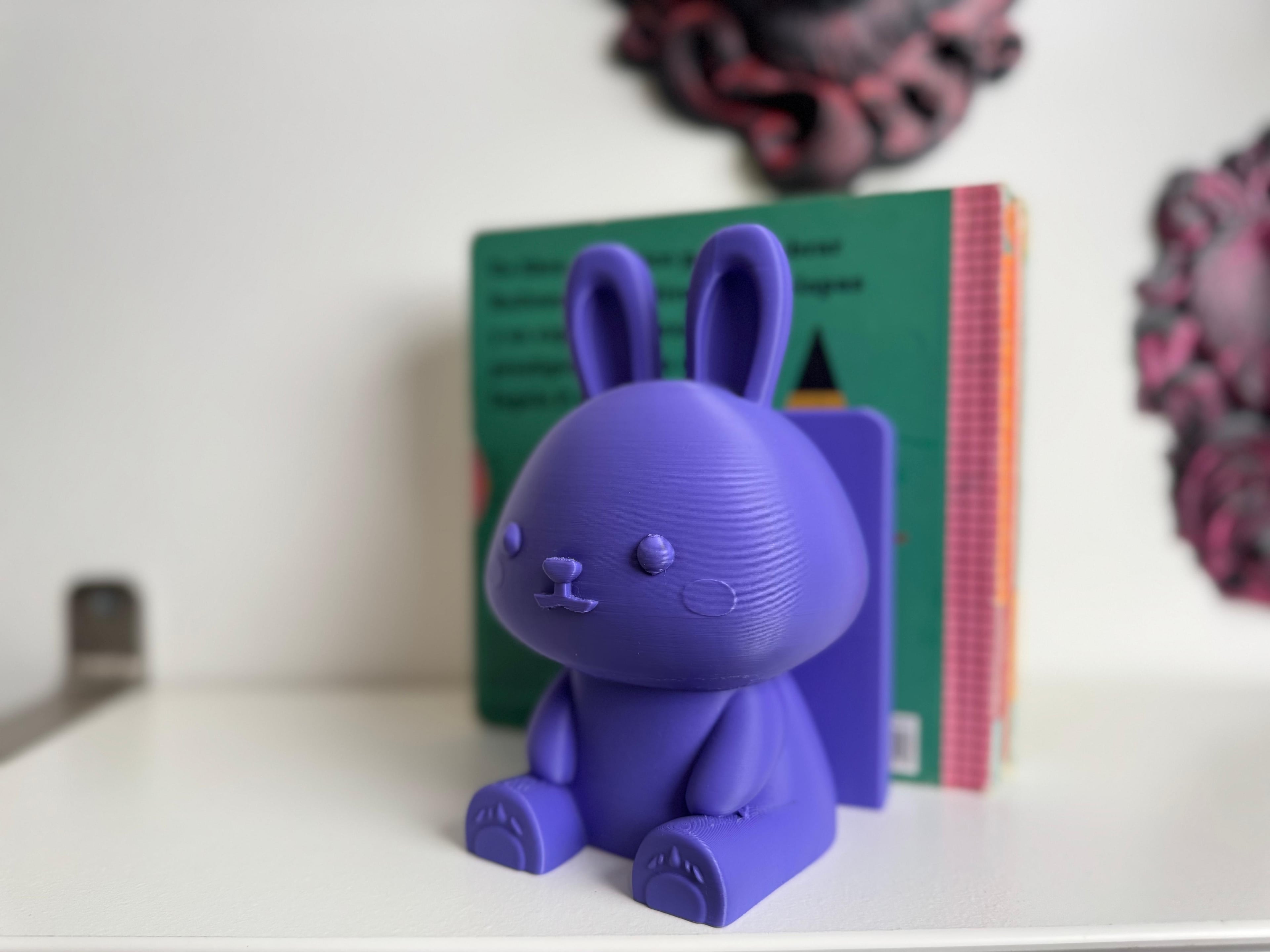 Cute Bunny Bookend Kids Book Holder Nursery Bookshelf Decor Easy 3D Print 3d model