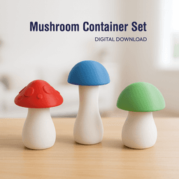 Mushroom Storage Boxes, 3 Containers Set, Mini Box Models, Mushroom Decor Art, Mushroom Art 3d model