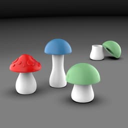 Mushroom Storage Boxes, 3 Containers Set, Mini Box Models, Mushroom Decor Art, Mushroom Art 3d model