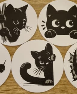Cute Black Cat Coasters - 14 Pack 3d model