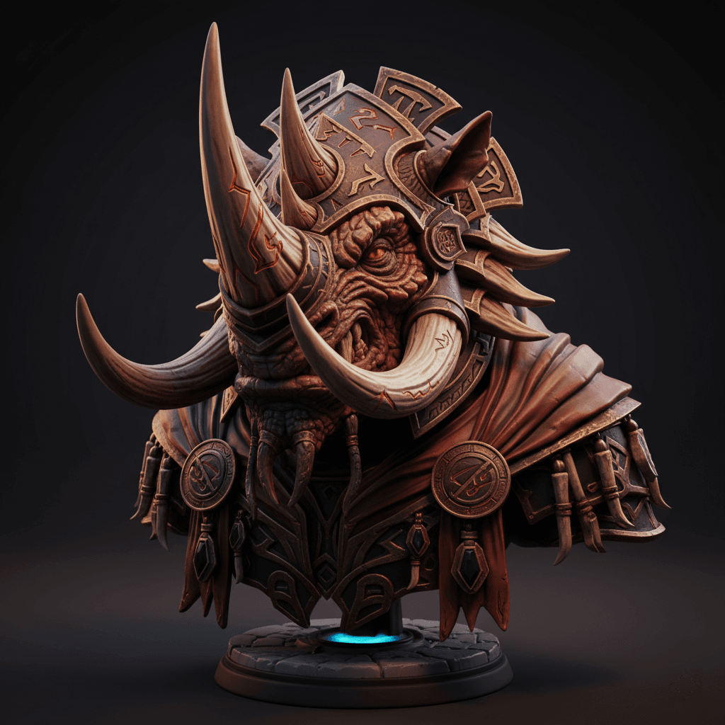 Alien Rhino Bust Commander Premium STL File 3d model