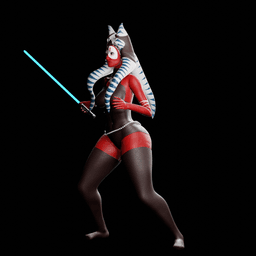 Red-Skinned Warrior with Glowing Blade v2 3d model