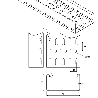 Cable Tray 100mm x 3000mm .stl 3d model