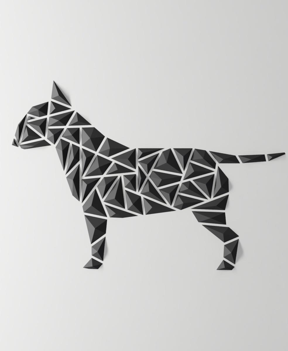 Geometric dog wall art - “Bull Terrier style” 3d model