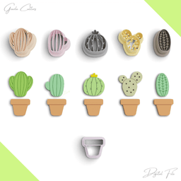 Cactus Polymer Clay Cutter Pack, 6 Models, 2 Cutter Version, 5 Sizes Included, No: 1139 3d model