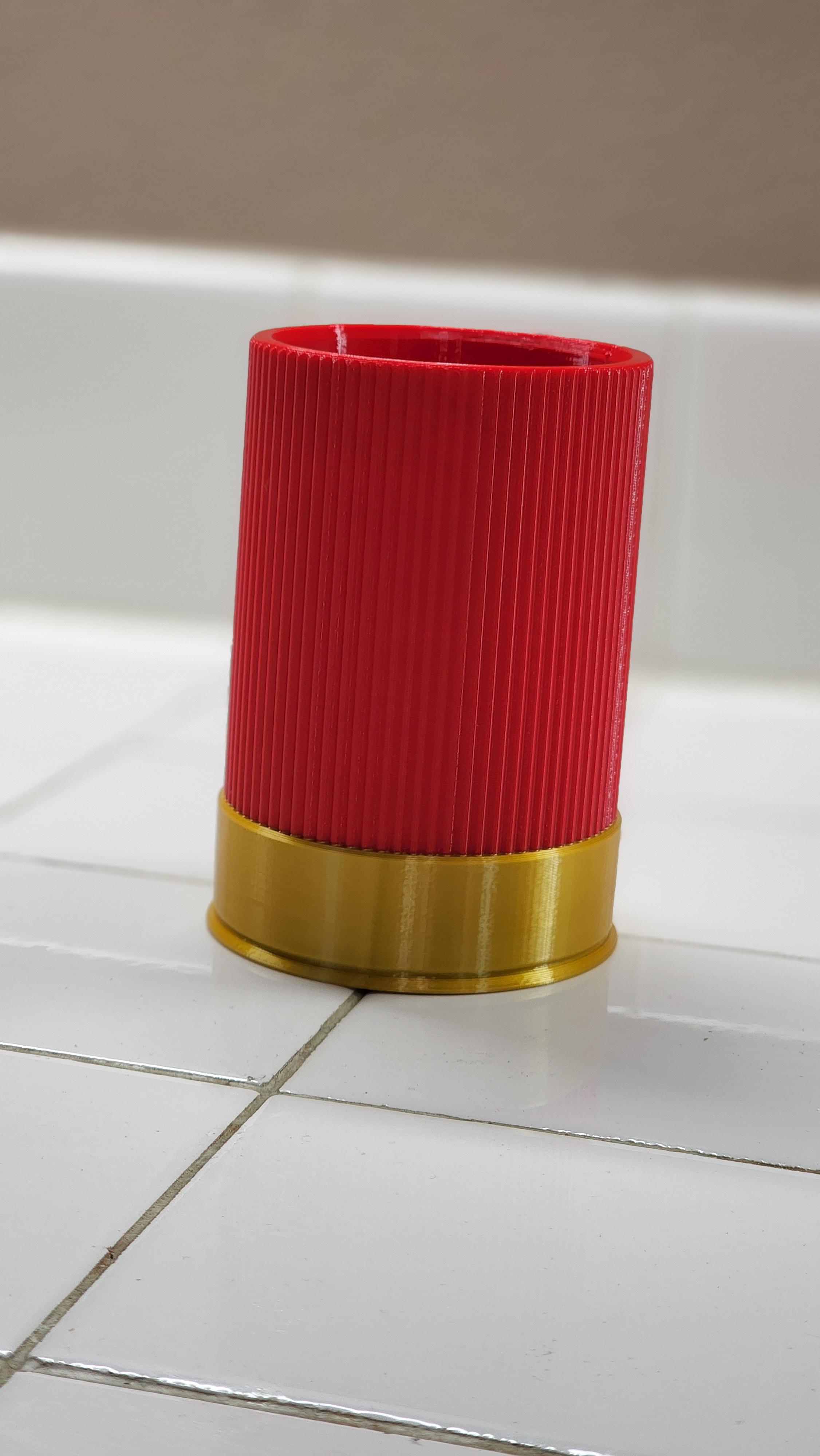 12oz Shot Shell Can Cup - Boom! - PrintBed Red with Overture Silk Gold - 3d model