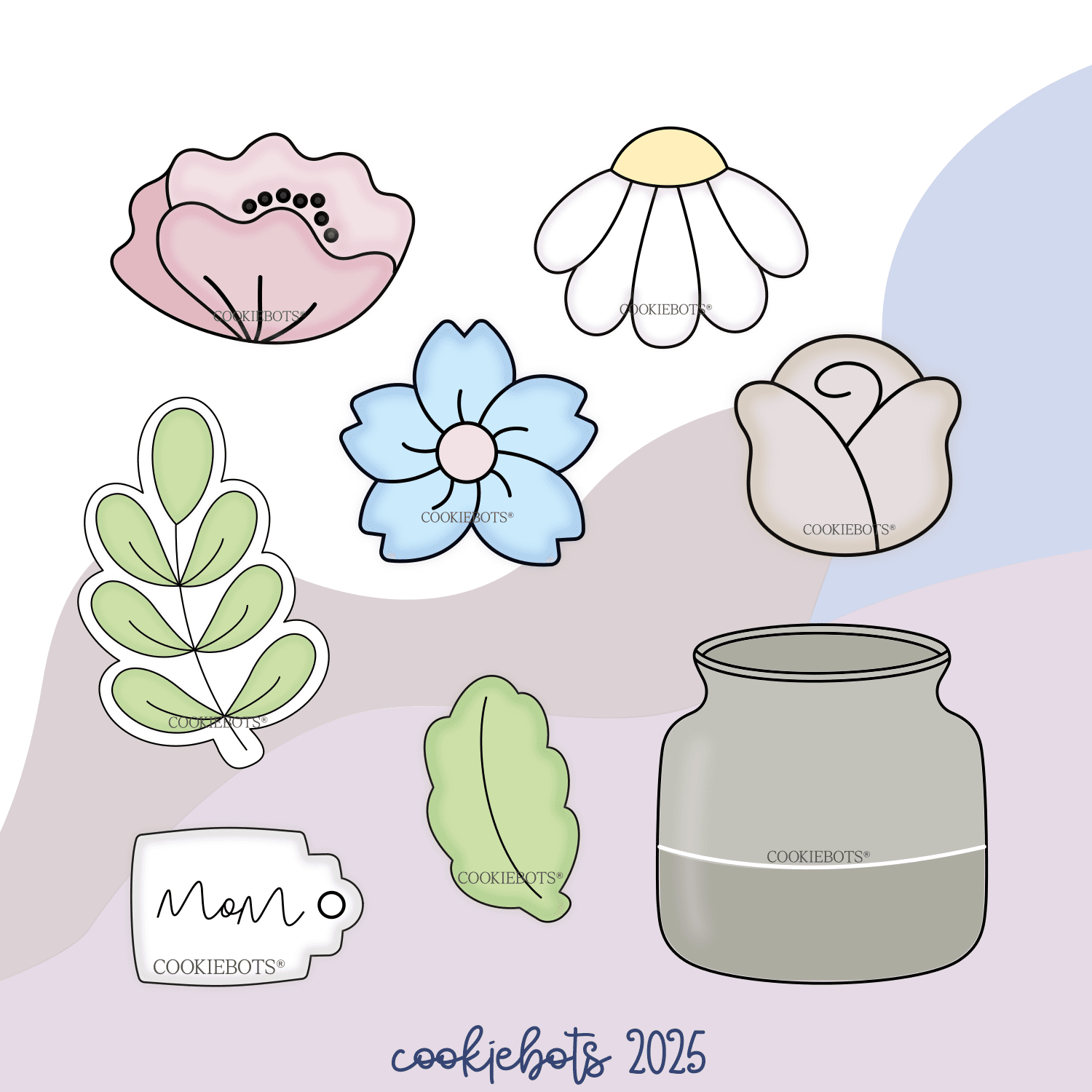 Set Bouquet Flores STL 3d model