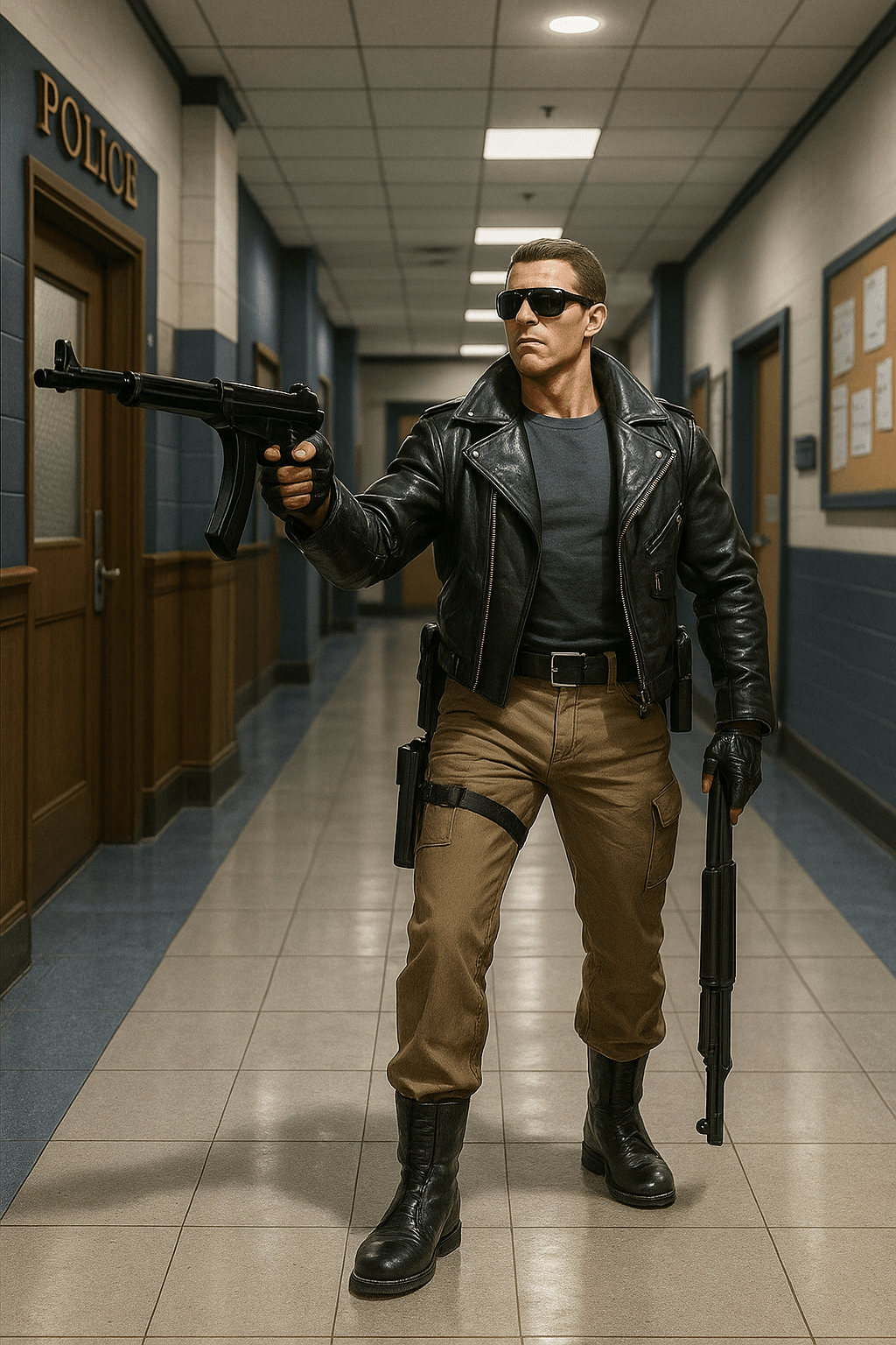 T-800 Rampage – Police Station Scene Figurine (T1) 3d model
