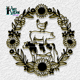 farm animals wreath wall art farmhouse decor 3d model
