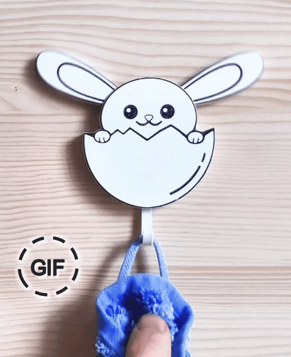 Key & Towel Holder Bunny - Wall Bunny - Funny and Cute Organizer and Hanger STL 3d model