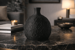 Midnight Form Vase – Sculptural Matte Black Geometric Vase 3d model