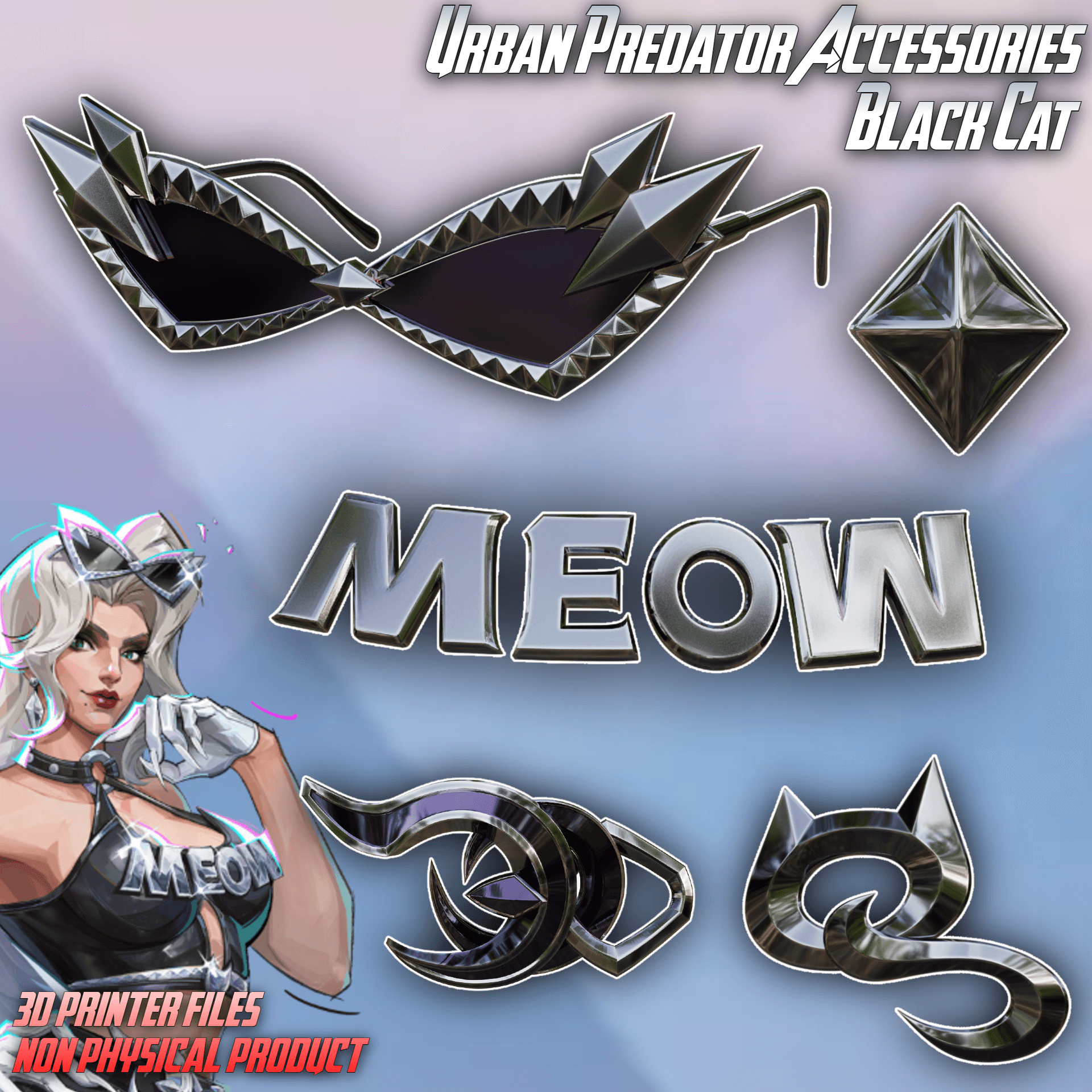 Black Cat Urban Predator Accessories Marvel Rivals 3d model