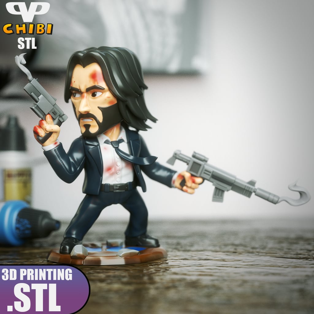 John Wick Chibi STL for 3D Printing ChibiSTL 3DXM 3d model