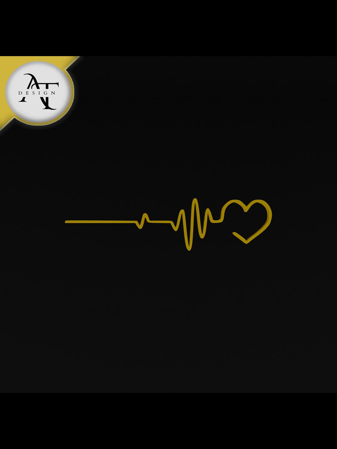 Heartbeat Symbol - 2D Art 3d model