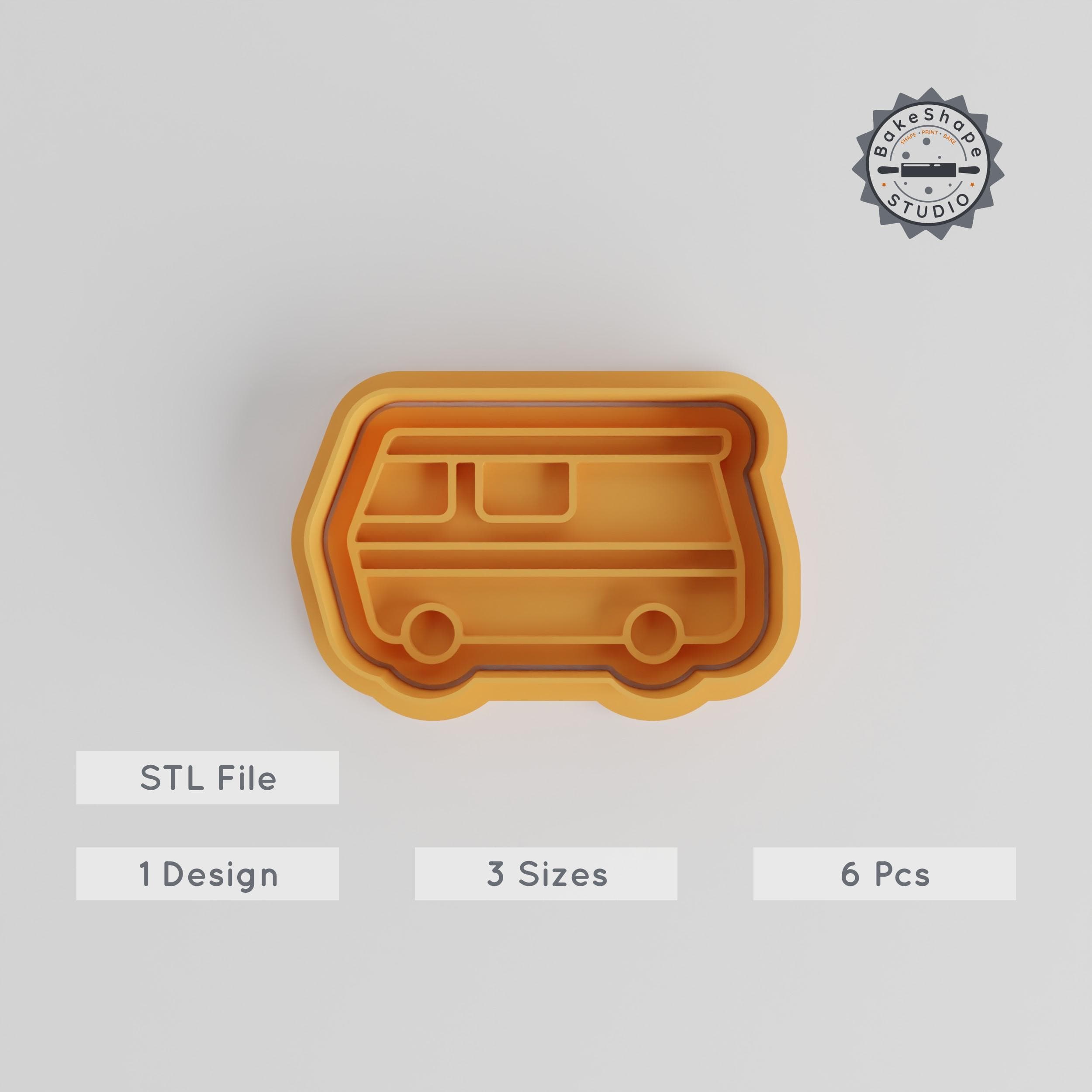RV Camper Cookie Cutter & Stamp Set, Motorhome, Travel Trailer Shapes, 6 Piece Collection, Perfect for Fondant, Sizes S/M/L PRODUCT_3260 3d model
