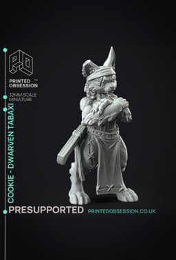 Cookie - Cat chef - Monster Hunting party - PRESUPPORTED - Illustrated and Stats - 32mm scale 3d model