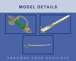 Lady Oliver Sword STL Files - Rose of Versailles Cosplay Prop (Digital Download) 3d model
