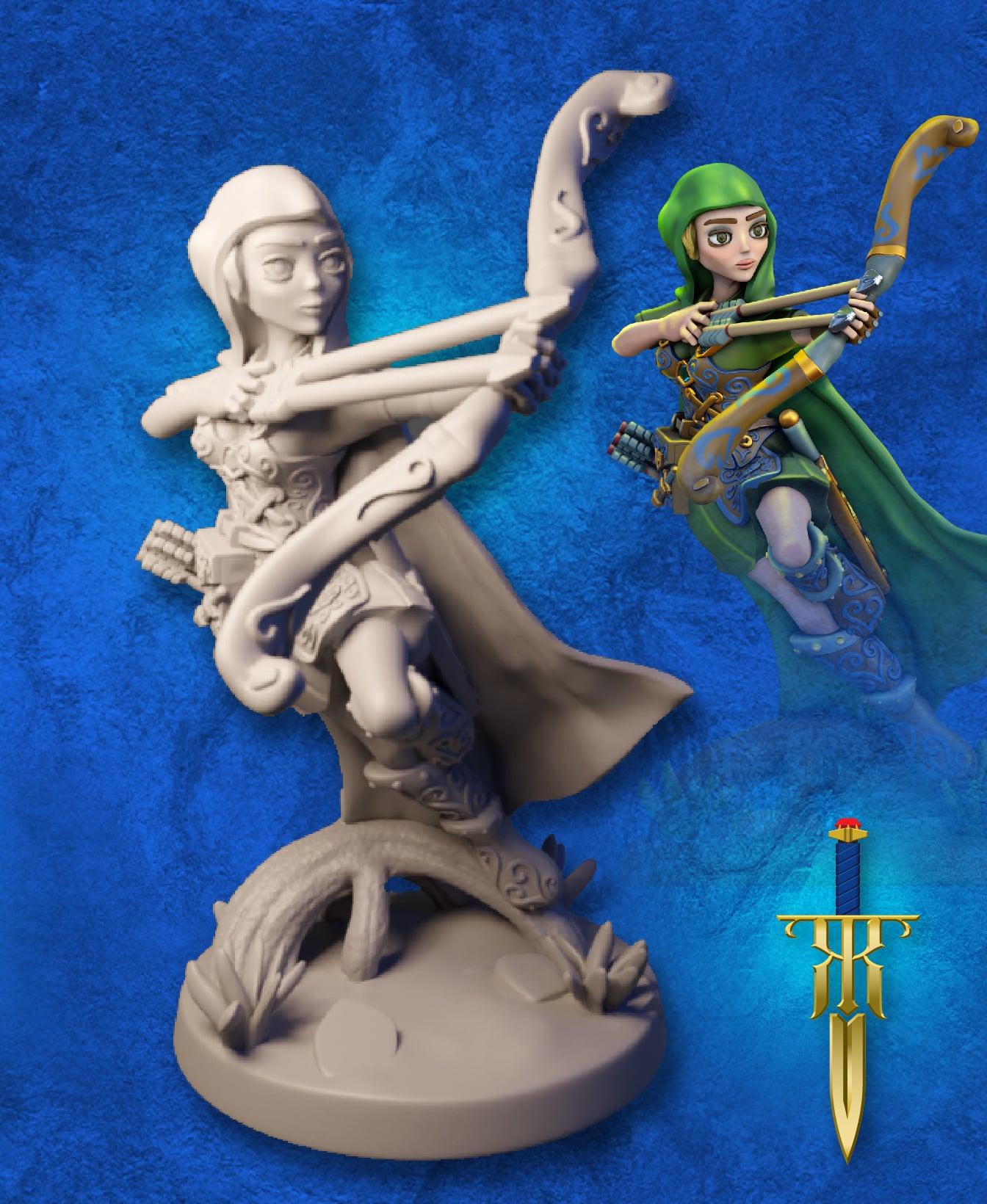Elf Ranger Female Level 15 - Bow 3d model