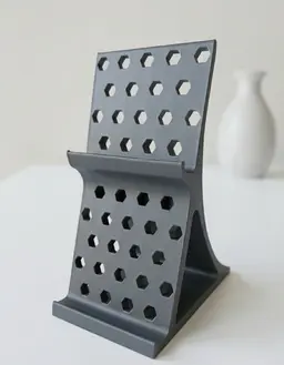 Modern Tablet and Phone Stand with Hex Pattern 3d model