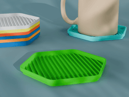 Stackable Scalloped Reverse Hexagon Coaster Set 3D Print STL File | 3 Sizes 3d model