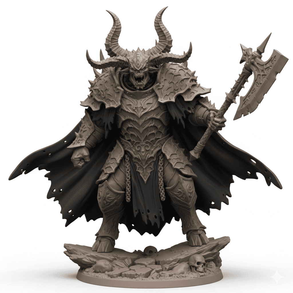 Chaos War Beast Armored Horns Detailed STL Design 3d model